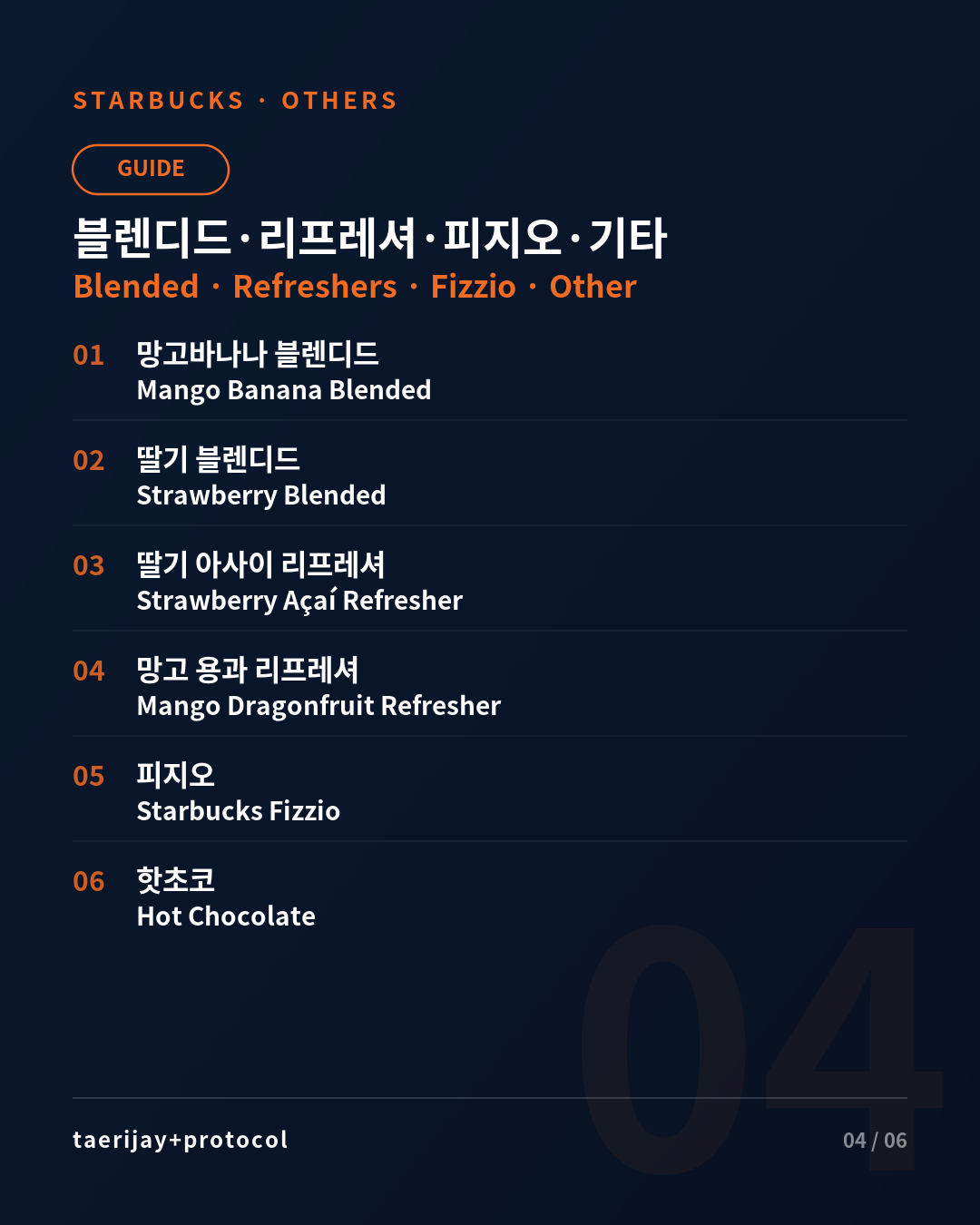 Blended · Refreshers · Fizzio · Other menu card